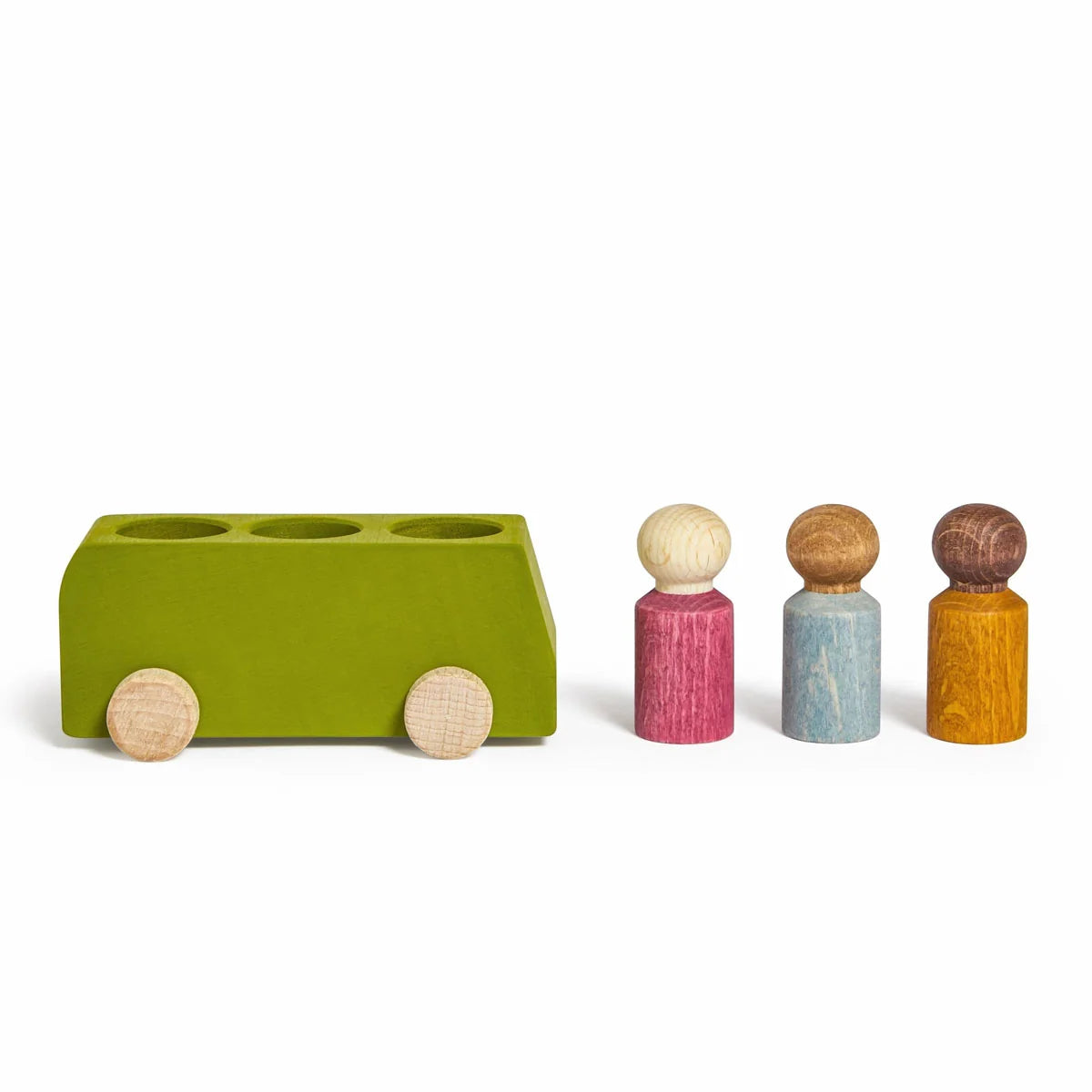 Lime Wooden Bus with 3 Figures