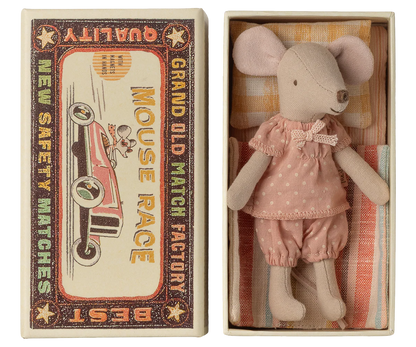 Big Sister Mouse in Matchbox - Natural with Dots