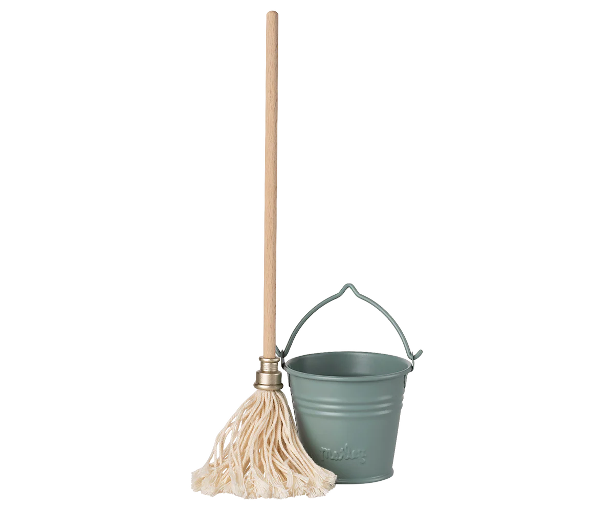 Bucket & Mop (Miniature) - Light Blue