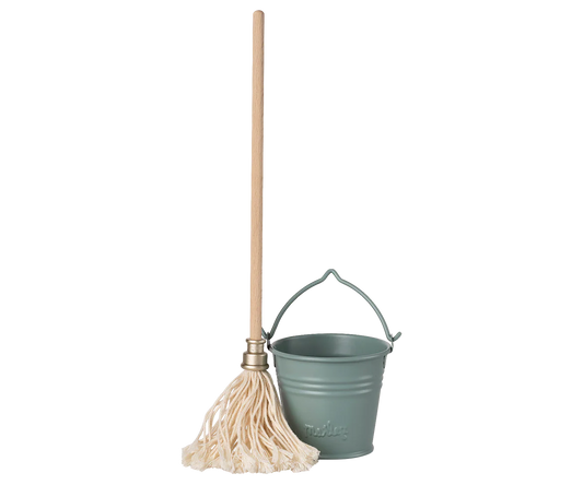 Bucket & Mop (Miniature) - Light Blue