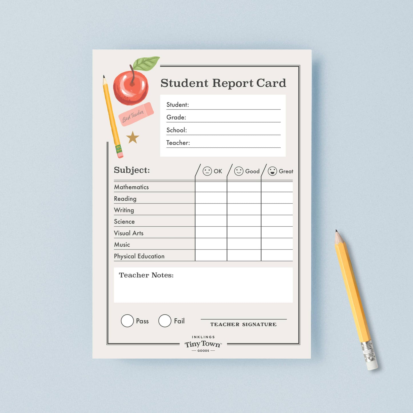 Pretend Play Notepad - Report Card