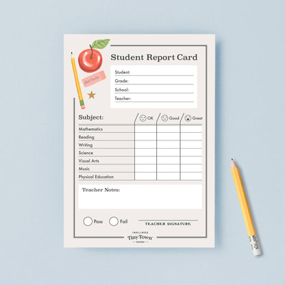 Pretend Play Notepad - Report Card