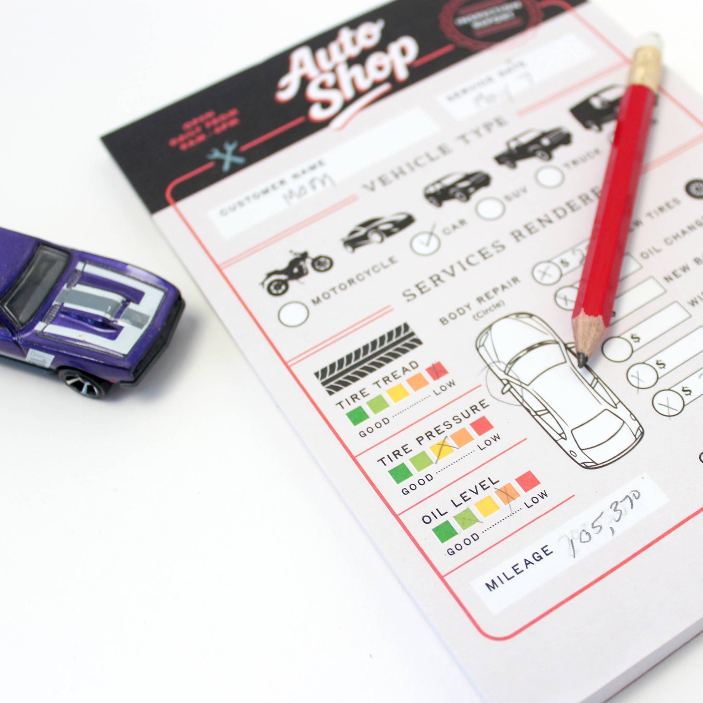 Pretend Play Notepad - Auto Shop