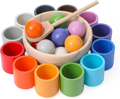 Rainbow Wooden Sorting Cups