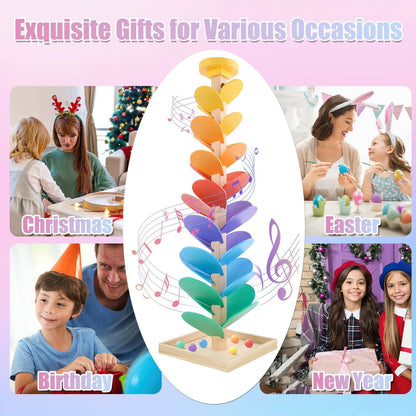 Montessori Wooden Rainbow Marble Run Music Tree