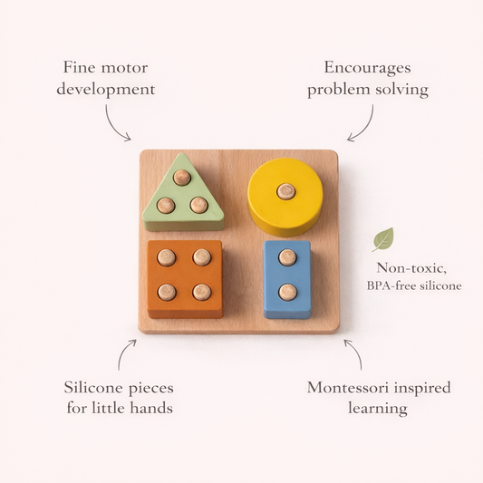 Montessori Shape Puzzle Toy | Wood & Silicone Toddler Toy