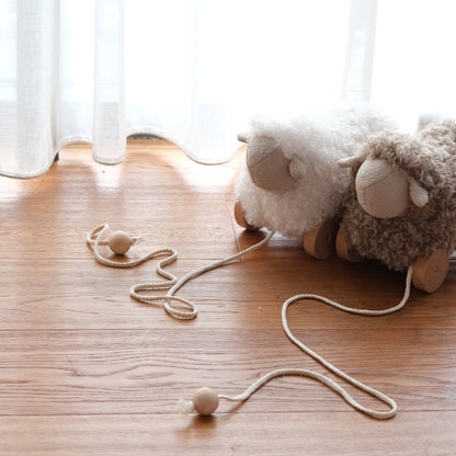 BUTTON // pull-along sheep taupe
