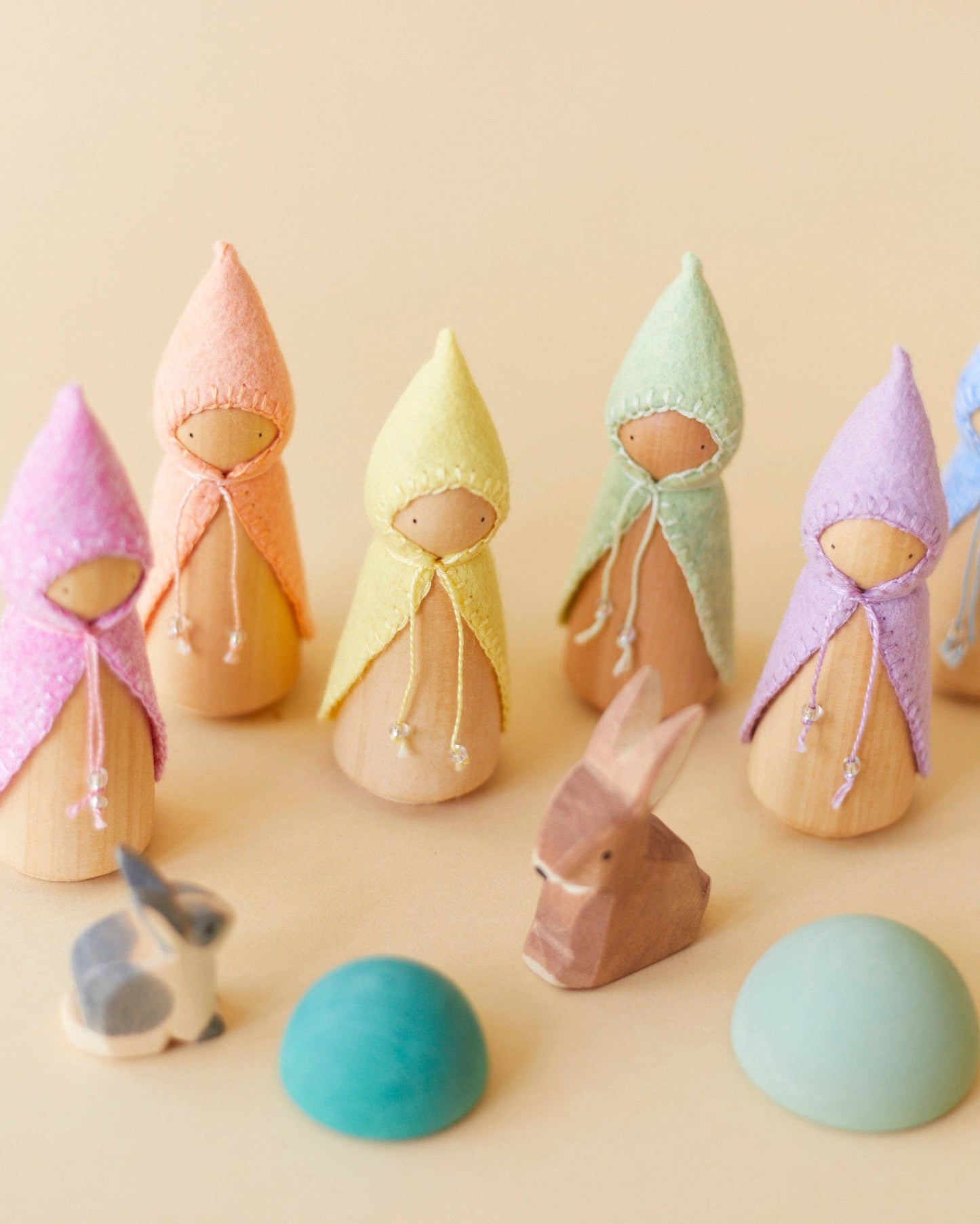 Pastel Rainbow Wooden Gnome