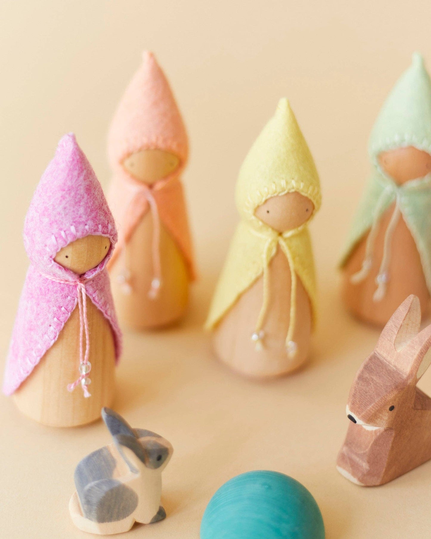 Pastel Rainbow Wooden Gnome