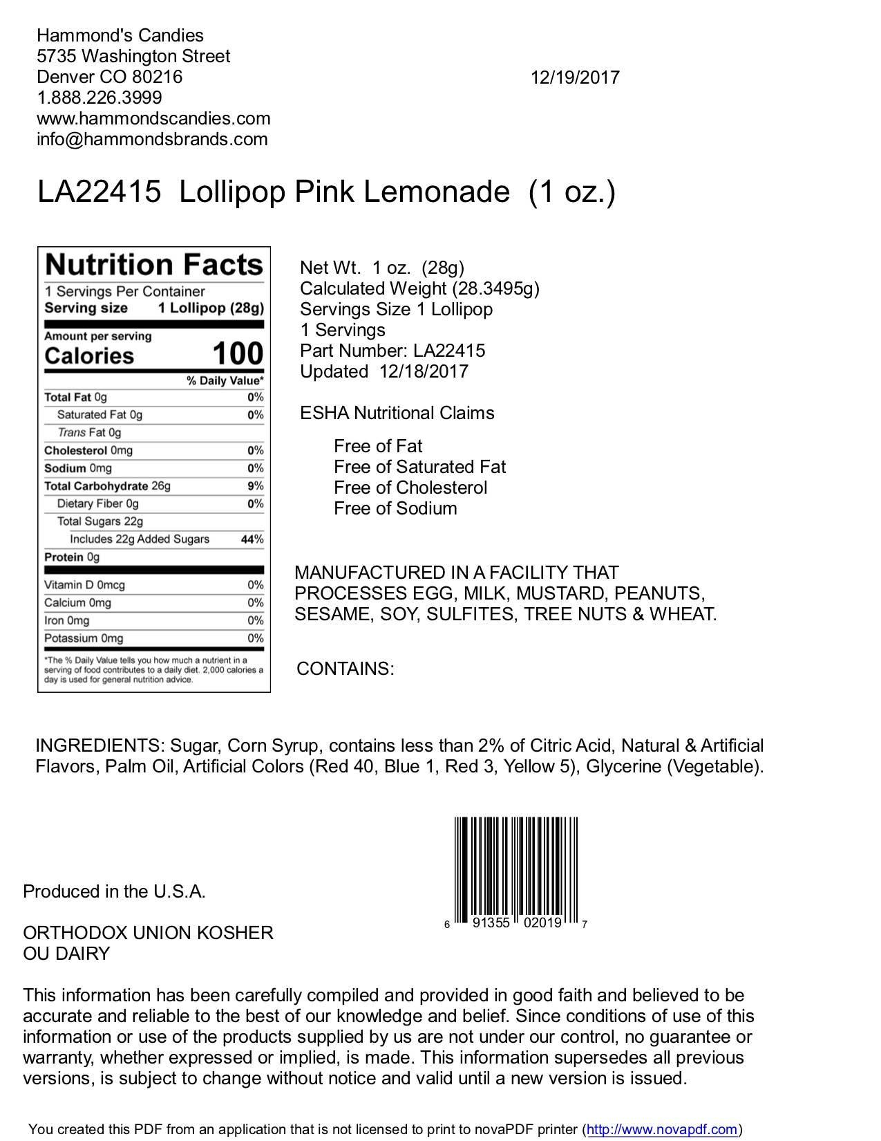 Handmade Lollipop - Pink Lemonade