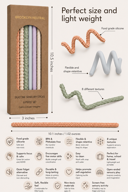 Silicone Sensory Sticks - Neutral