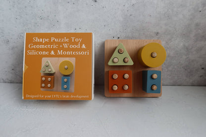 Montessori Shape Puzzle Toy | Wood & Silicone Toddler Toy