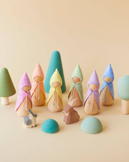 Pastel Rainbow Wooden Gnome