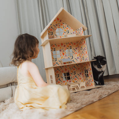 Three-story Wooden Dollhouse / Modern dollhouse
