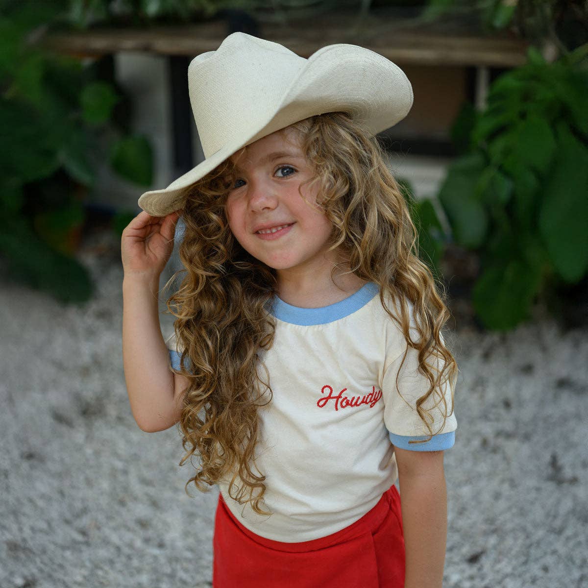 Howdy Vintage Ringer Tee - Blue