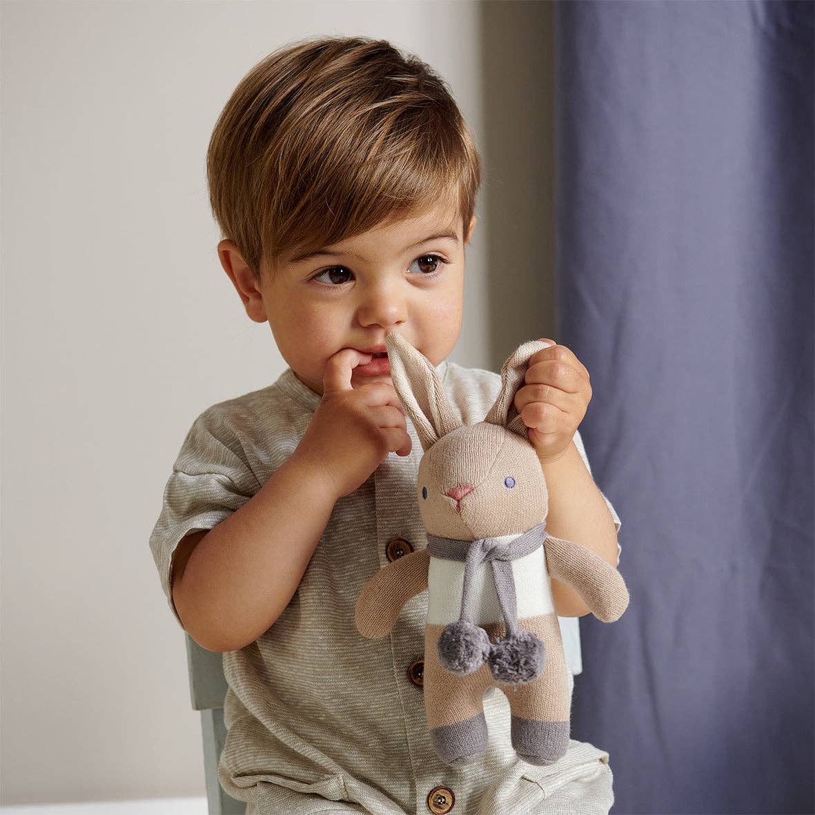 ThreadBear | Baby Threads Taupe Bunny Rattle