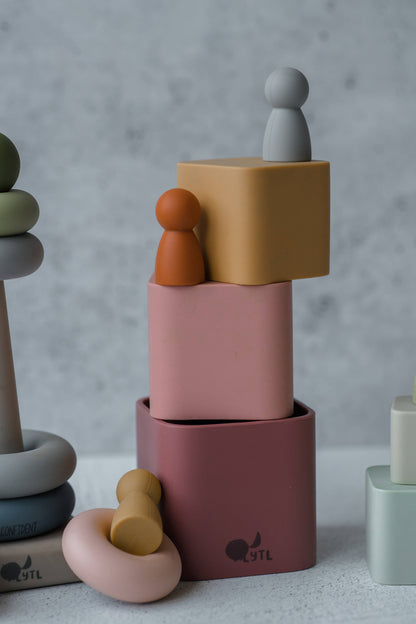 Montessori Mini Silicone Peg Dolls | Toddler Sensory Toy Set