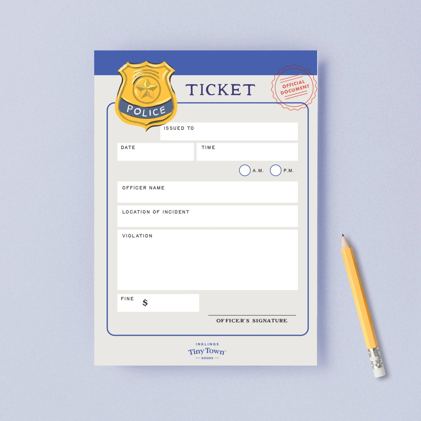 Pretend Play Notepad - Police Ticket