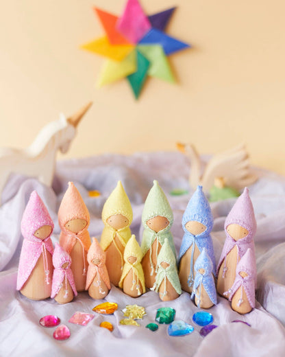 Pastel Rainbow Wooden Gnome