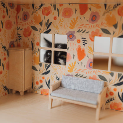 Three-story Wooden Dollhouse / Modern dollhouse