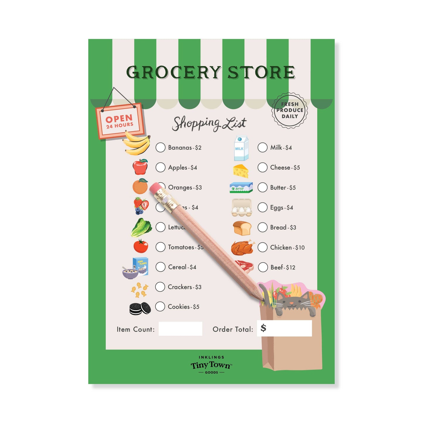 Pretend Play Notepad - Grocery Store