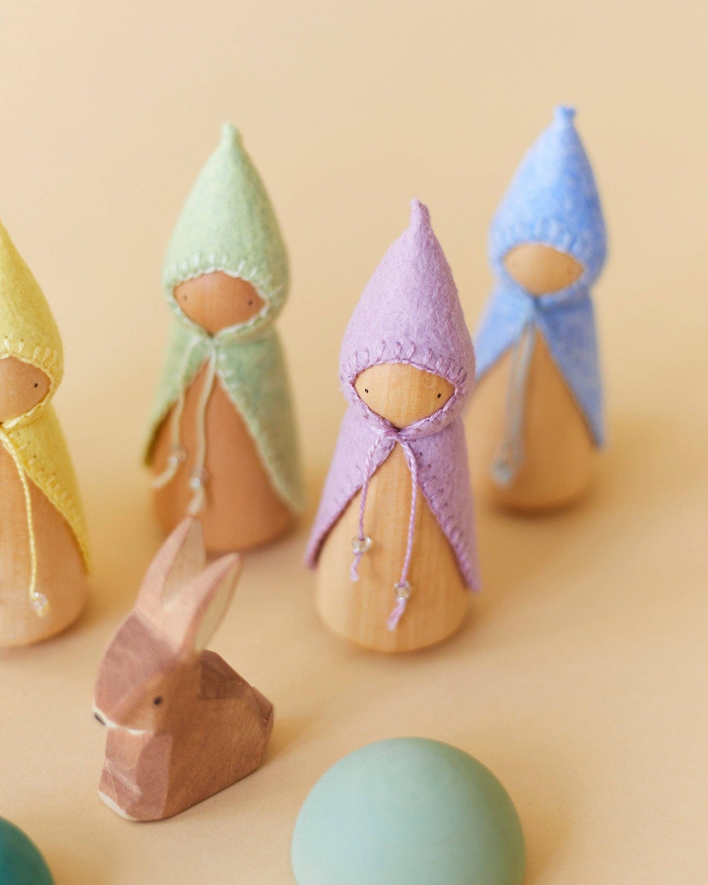 Pastel Rainbow Wooden Gnome